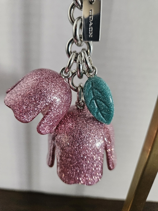 Coach Accessories - Coach Pink Glitter Resin Tea Rose Bag Charm Keychain